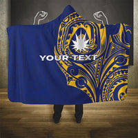 Personalised Nauru Angam Day Hooded Blanket Gold Navy Tribal Pattern