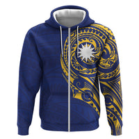 Personalised Nauru Angam Day Hoodie Gold Navy Tribal Pattern
