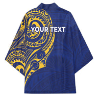 Personalised Nauru Angam Day Kimono Gold Navy Tribal Pattern