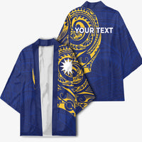 Personalised Nauru Angam Day Kimono Gold Navy Tribal Pattern