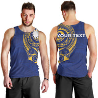 Personalised Nauru Angam Day Men Tank Top Gold Navy Tribal Pattern