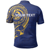 Personalised Nauru Angam Day Polo Shirt Gold Navy Tribal Pattern
