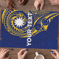 Personalised Nauru Angam Day Puzzle Gold Navy Tribal Pattern