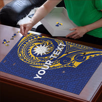 Personalised Nauru Angam Day Puzzle Gold Navy Tribal Pattern
