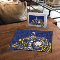 Personalised Nauru Angam Day Puzzle Gold Navy Tribal Pattern