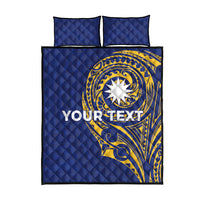 Personalised Nauru Angam Day Quilt Bed Set Gold Navy Tribal Pattern