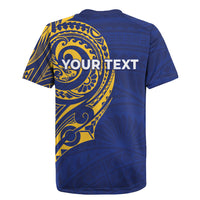 Personalised Nauru Angam Day Rugby Jersey Gold Navy Tribal Pattern