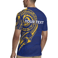 Personalised Nauru Angam Day Rugby Jersey Gold Navy Tribal Pattern