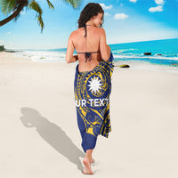 Personalised Nauru Angam Day Sarong Gold Navy Tribal Pattern