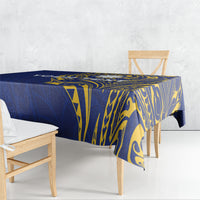 Personalised Nauru Angam Day Tablecloth Gold Navy Tribal Pattern