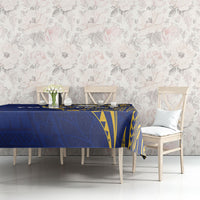 Personalised Nauru Angam Day Tablecloth Gold Navy Tribal Pattern