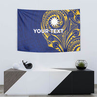 Personalised Nauru Angam Day Tapestry Gold Navy Tribal Pattern