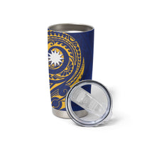 Personalised Nauru Angam Day Tumbler Cup Gold Navy Tribal Pattern