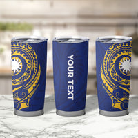 Personalised Nauru Angam Day Tumbler Cup Gold Navy Tribal Pattern