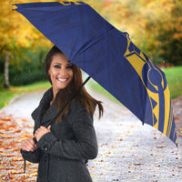 Personalised Nauru Angam Day Umbrella Gold Navy Tribal Pattern