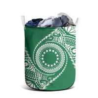 Cook Islands Gospel Day Laundry Basket Green Tribal Curves