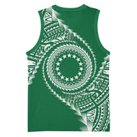 Cook Islands Gospel Day Basketball Jersey Green Tribal Curves