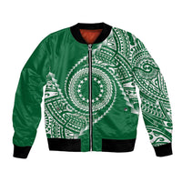 Cook Islands Gospel Day Bomber Jacket Green Tribal Curves
