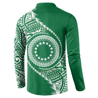 Cook Islands Gospel Day Button Sweatshirt Green Tribal Curves