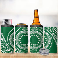 Cook Islands Gospel Day 4 in 1 Can Cooler Tumbler Green Tribal Curves