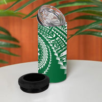 Cook Islands Gospel Day 4 in 1 Can Cooler Tumbler Green Tribal Curves