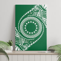 Cook Islands Gospel Day Canvas Wall Art Green Tribal Curves