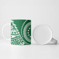Cook Islands Gospel Day Ceramic Mug Green Tribal Curves