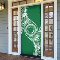 Cook Islands Gospel Day Door Cover Green Tribal Curves