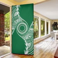 Cook Islands Gospel Day Door Cover Green Tribal Curves