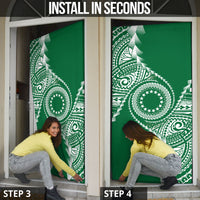 Cook Islands Gospel Day Door Cover Green Tribal Curves