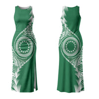 Cook Islands Gospel Day Family Matching Tank Maxi Dress and Hawaiian Shirt Green Tribal Curves
