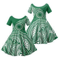 Cook Islands Gospel Day Family Matching Tank Maxi Dress and Hawaiian Shirt Green Tribal Curves