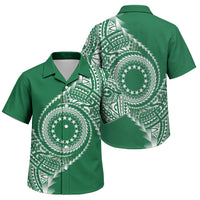 Cook Islands Gospel Day Family Matching Tank Maxi Dress and Hawaiian Shirt Green Tribal Curves