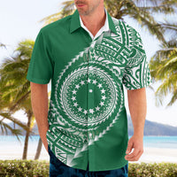 Cook Islands Gospel Day Hawaiian Shirt Green Tribal Curves