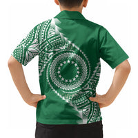 Cook Islands Gospel Day Hawaiian Shirt Green Tribal Curves