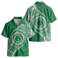Cook Islands Gospel Day Kid Hawaiian Shirt Green Tribal Curves