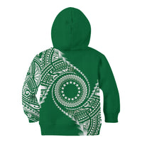 Cook Islands Gospel Day Kid Hoodie Green Tribal Curves