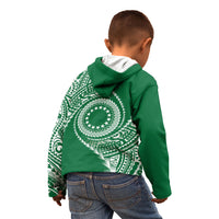 Cook Islands Gospel Day Kid Hoodie Green Tribal Curves
