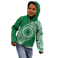Cook Islands Gospel Day Kid Hoodie Green Tribal Curves