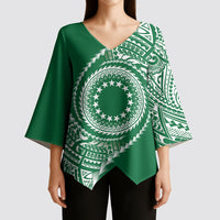 Cook Islands Gospel Day Kimono Sleeve Blouse Green Tribal Curves