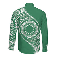 Cook Islands Gospel Day Long Sleeve Button Shirt Green Tribal Curves