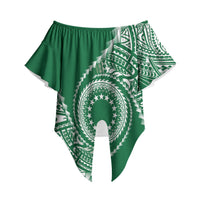 Cook Islands Gospel Day Off Shoulder Wrap Waist Top Green Tribal Curves