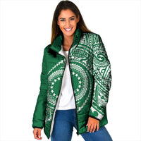 Cook Islands Gospel Day Padded Jacket Green Tribal Curves