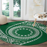 Cook Islands Gospel Day Round Carpet Green Tribal Curves