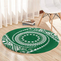Cook Islands Gospel Day Round Carpet Green Tribal Curves