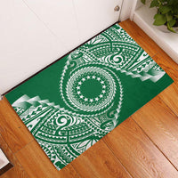 Cook Islands Gospel Day Rubber Doormat Green Tribal Curves
