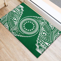 Cook Islands Gospel Day Rubber Doormat Green Tribal Curves