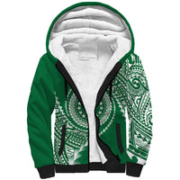 Cook Islands Gospel Day Sherpa Hoodie Green Tribal Curves