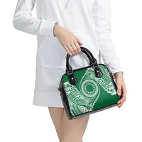 Cook Islands Gospel Day Shoulder Handbag Green Tribal Curves