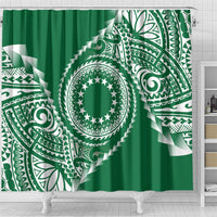Cook Islands Gospel Day Shower Curtain Green Tribal Curves